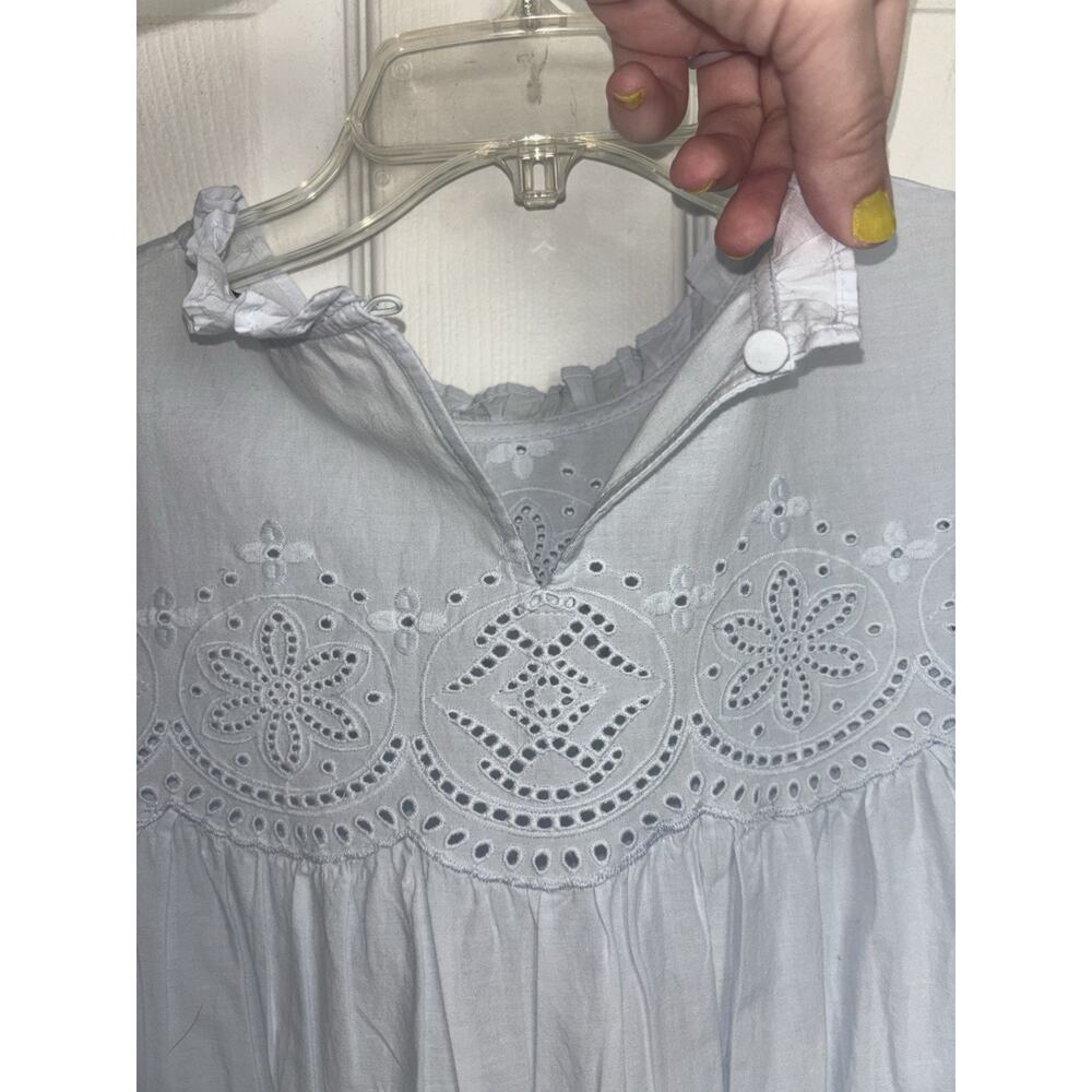 NWT Madewell Embroidered Pintuck High Neck Top Soft Blue Large Cottage - Picture 6 of 11